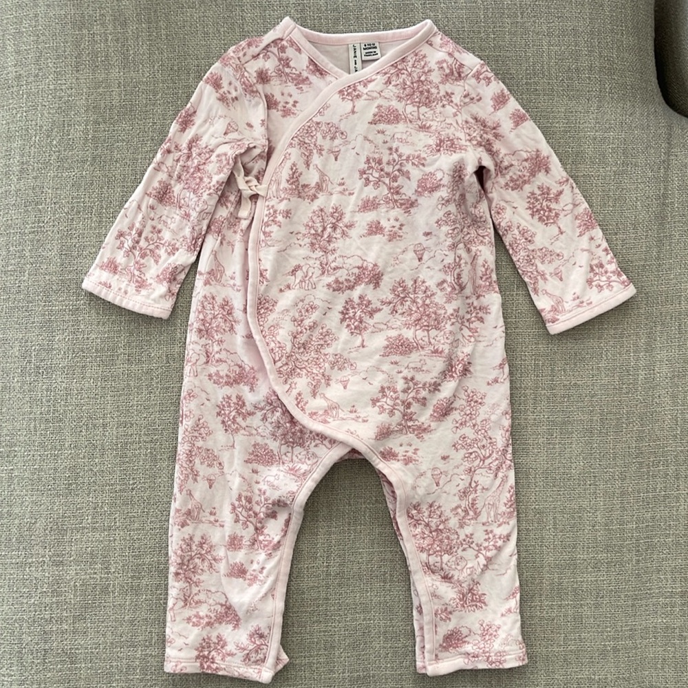 Janie and Jack pink toile onsie. 6-12 month. Worn one time